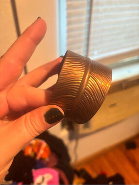 Engraved Cuff Bracelet in Brown Like New